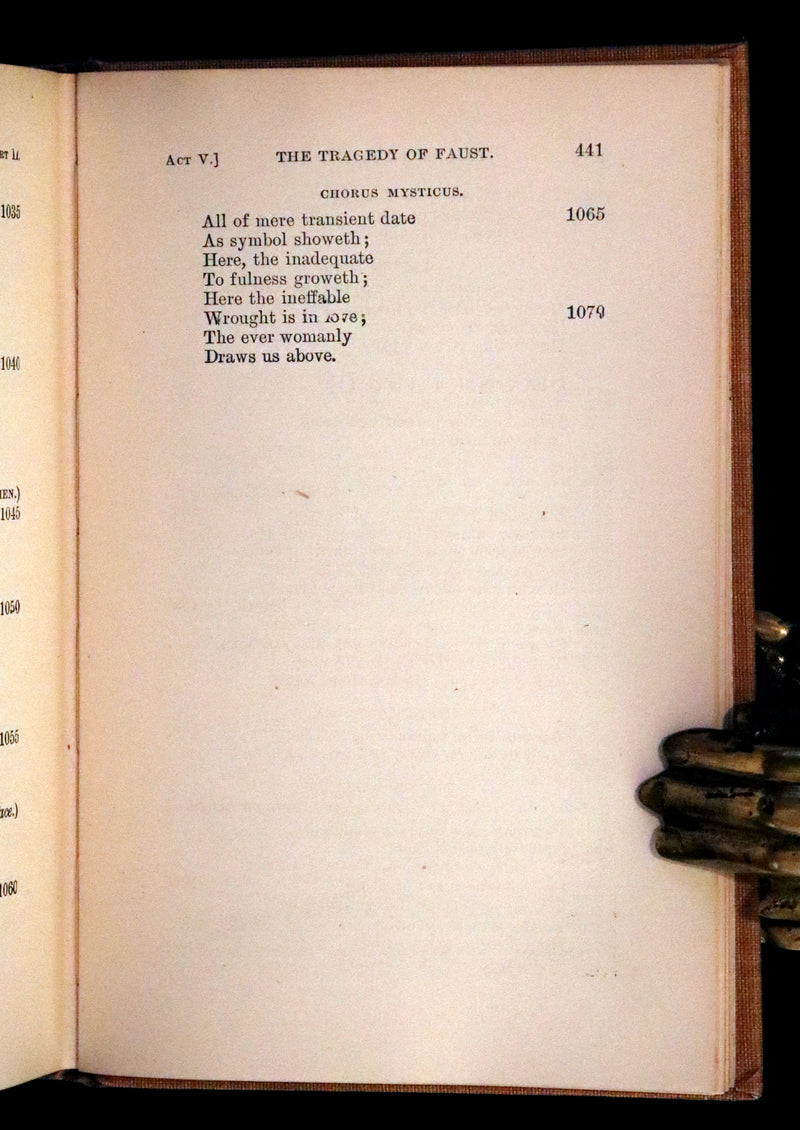 1890 Rare Book in a Scarce Binding Variant - FAUST, A Tragedy in Two Parts by Goethe.