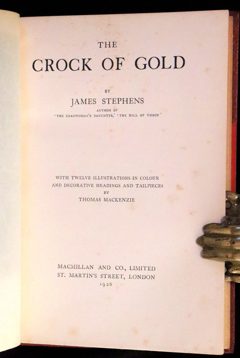1926 Rare 1stED bound by Bayntun - The Crock of Gold by James Stephen & illustrated by Thomas Mackenzie.