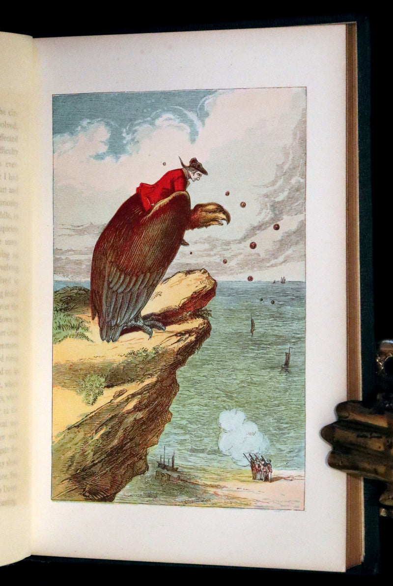 1859 Beautiful Edition - Travels & Adventures of Baron Munchausen, Color Illustrated by Crowquill.