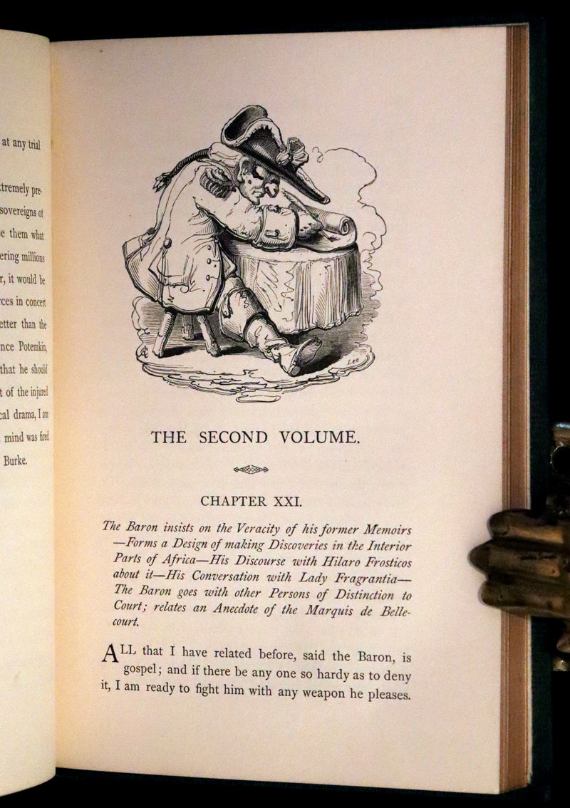 1859 Beautiful Edition - Travels & Adventures of Baron Munchausen, Color Illustrated by Crowquill.
