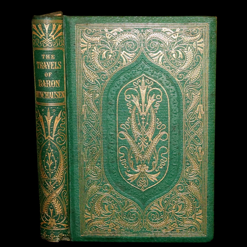 1859 Beautiful Edition - Travels & Adventures of Baron Munchausen, Color Illustrated by Crowquill.