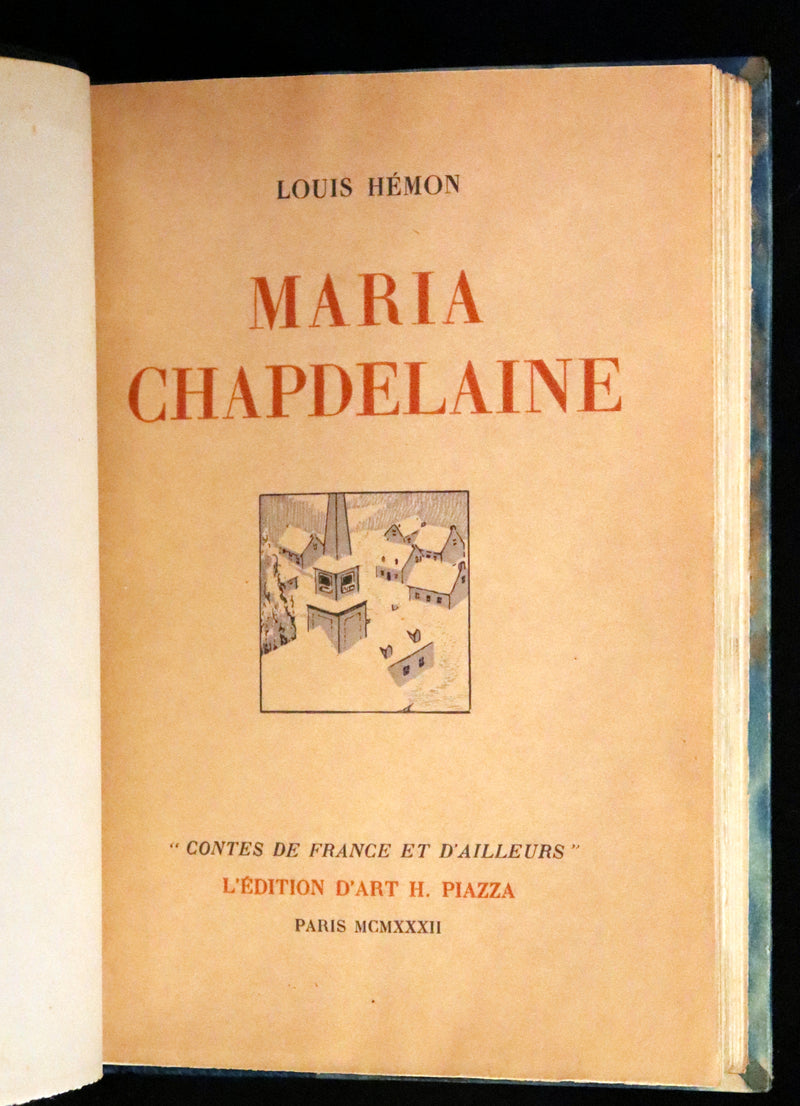 1932 Rare First Limited French Edition - Maria Chapdelaine by Louis Hemon illustrated by Jean Droit.