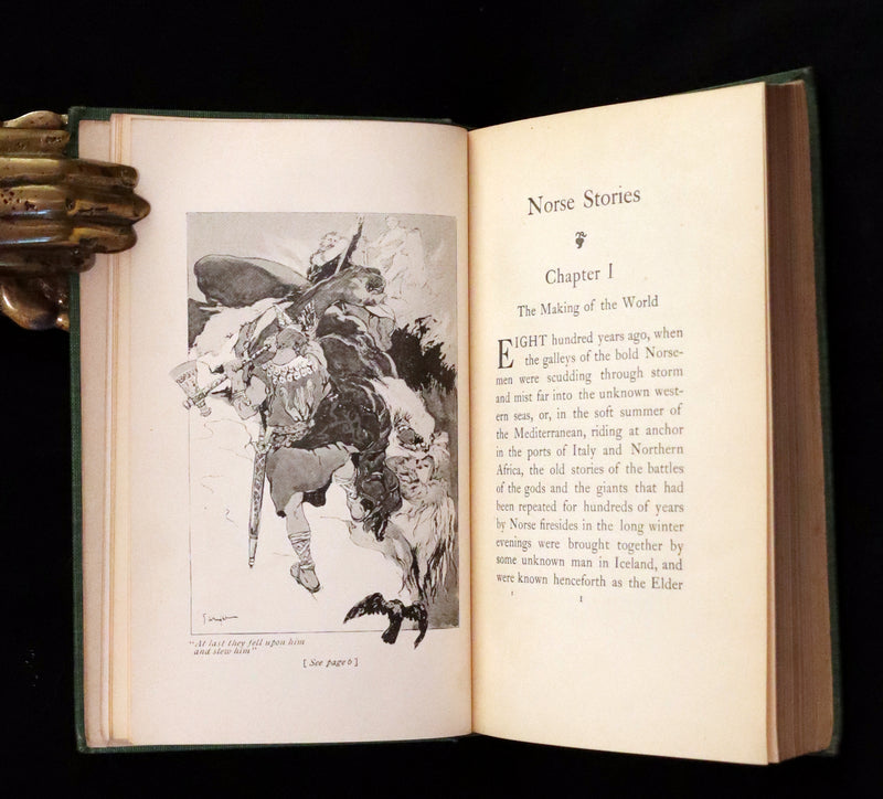 1902 Rare Book - Norse Stories Retold from the Eddas by H.W. Mabie Illustrated by George Wright.