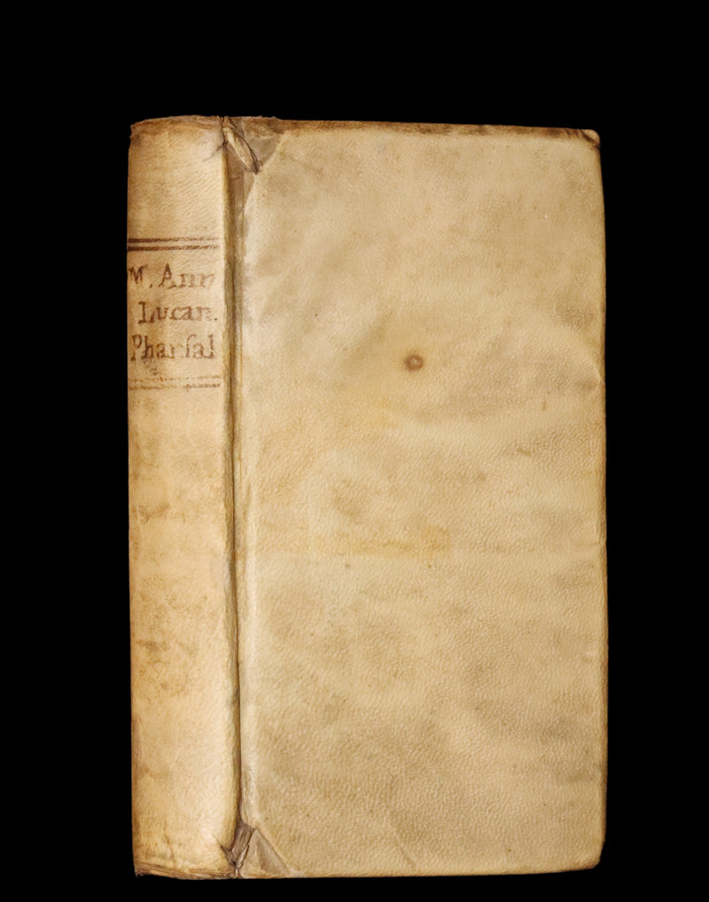 1651 Rare Latin Vellum Book - Lucan's Pharsalia - Civil war between Julius Caesar and the Senate.