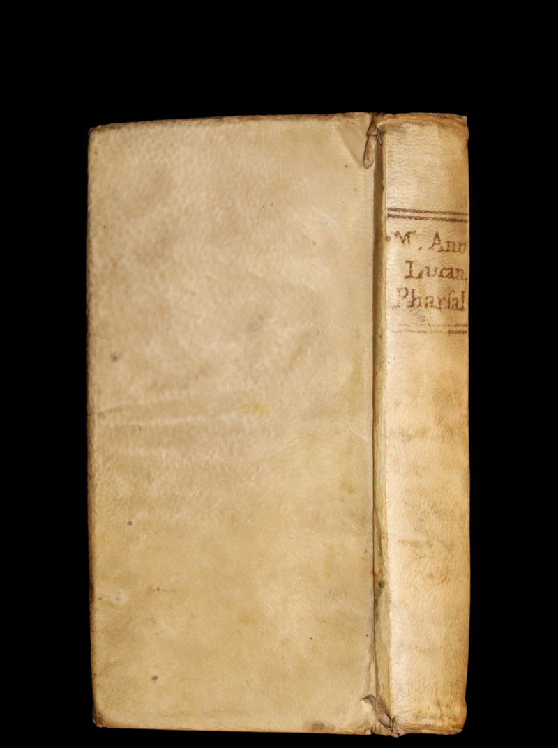 1651 Rare Latin Vellum Book - Lucan's Pharsalia - Civil war between Julius Caesar and the Senate.