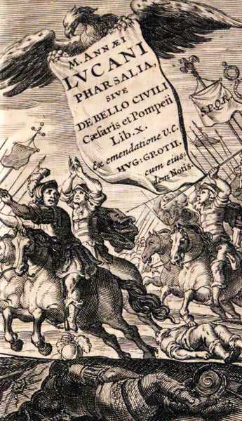 1651 Rare Latin Vellum Book - Lucan's Pharsalia - Civil war between Julius Caesar and the Senate.