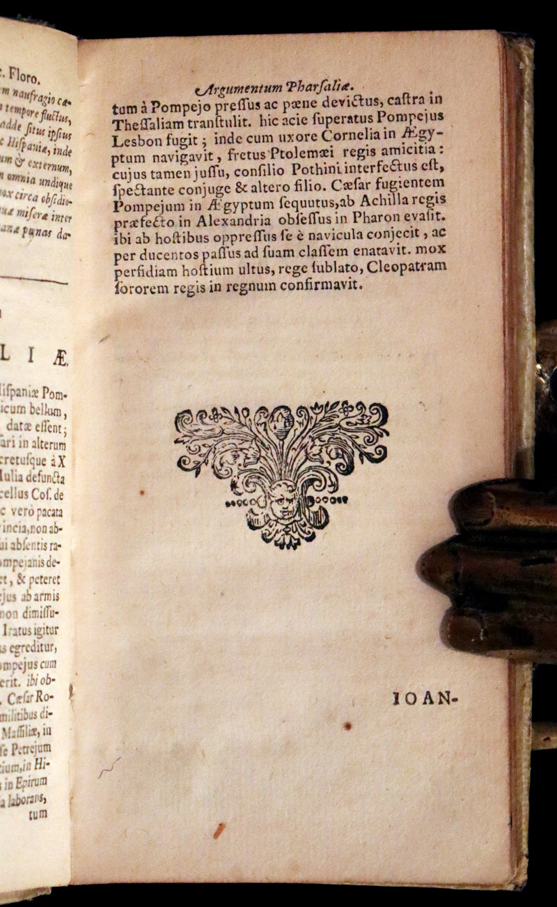 1651 Rare Latin Vellum Book - Lucan's Pharsalia - Civil war between Julius Caesar and the Senate.