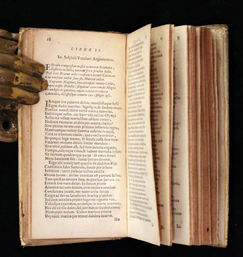 1651 Rare Latin Vellum Book - Lucan's Pharsalia - Civil war between Julius Caesar and the Senate.