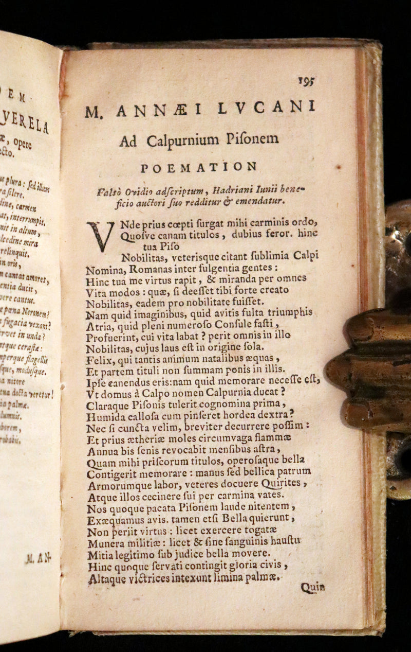 1651 Rare Latin Vellum Book - Lucan's Pharsalia - Civil war between Julius Caesar and the Senate.