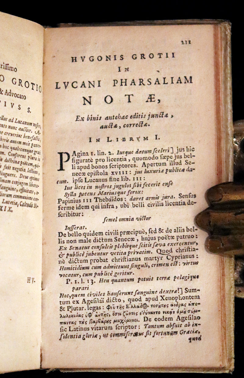 1651 Rare Latin Vellum Book - Lucan's Pharsalia - Civil war between Julius Caesar and the Senate.