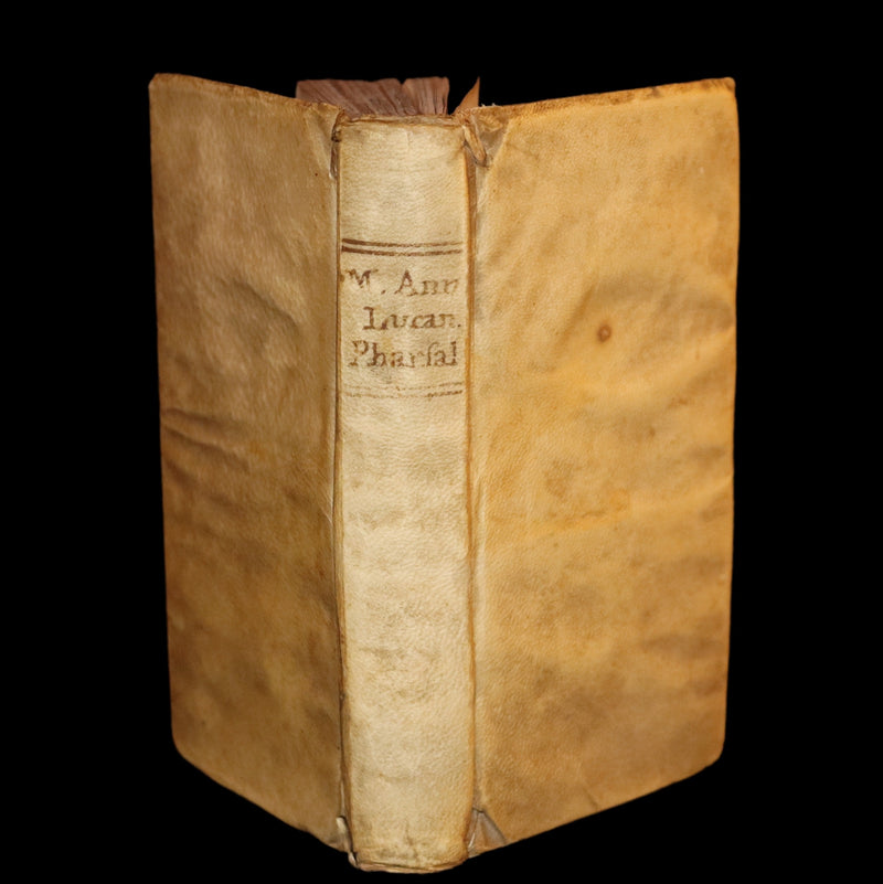 1651 Rare Latin Vellum Book - Lucan's Pharsalia - Civil war between Julius Caesar and the Senate.