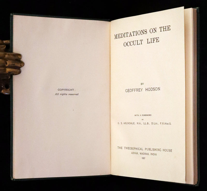 1937 Rare First Edition - Meditations on the Occult Life by Geoffrey Hodson.