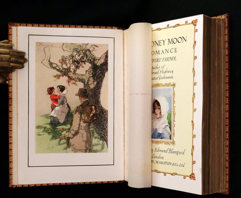 1914 Rare First Edition bound by Asprey - The Money Moon, a Romance by Jeffery Farnol illustrated by Edmund Blampied.