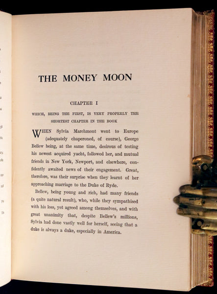 1914 Rare First Edition bound by Asprey - The Money Moon, a Romance by Jeffery Farnol illustrated by Edmund Blampied.