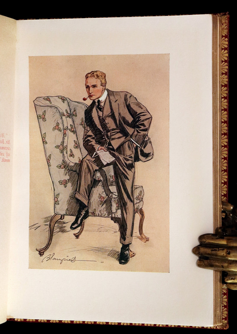 1914 Rare First Edition bound by Asprey - The Money Moon by Jeffery Farnol illustrated by Edmund Blampied.