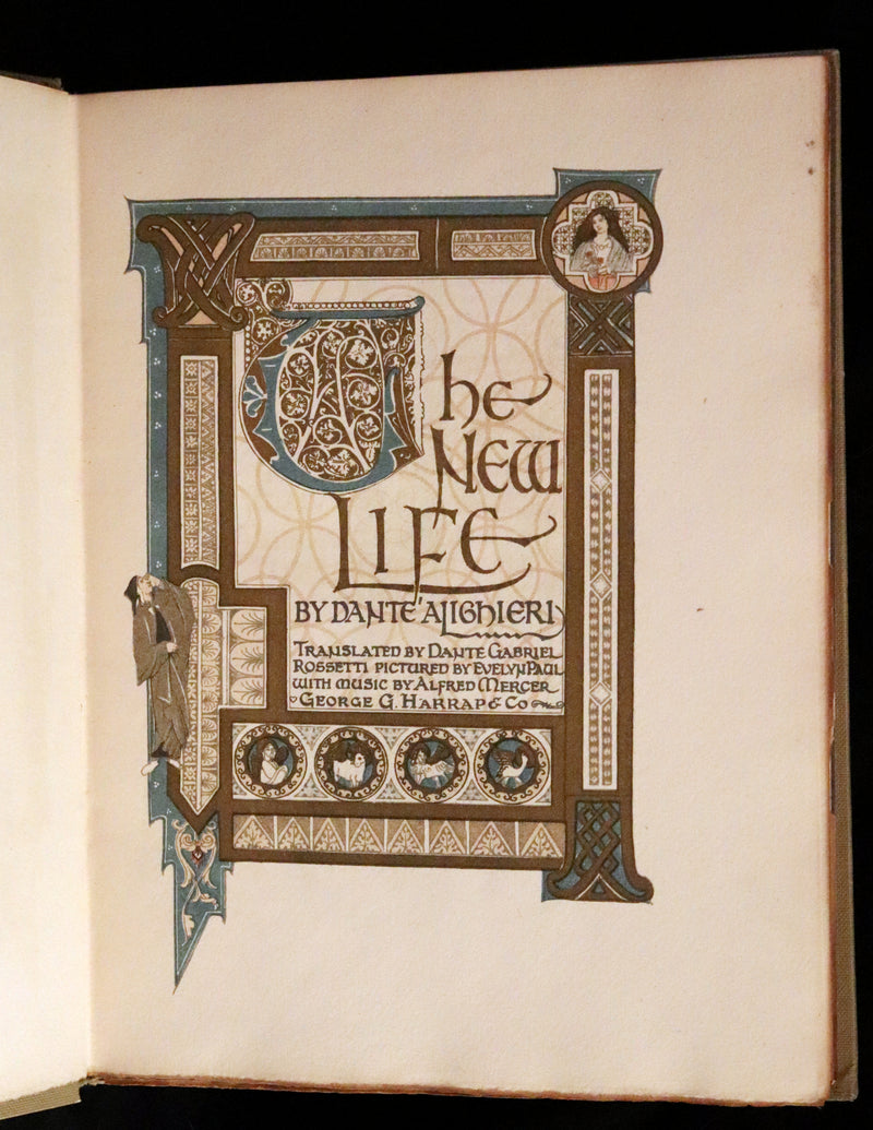 1916 Scarce Book - LA VITA NUOVA - The NEW LIFE by DANTE ALIGHIERI Translated by Dante Gabriel Rossetti Illustrated by Evelyn Paul.