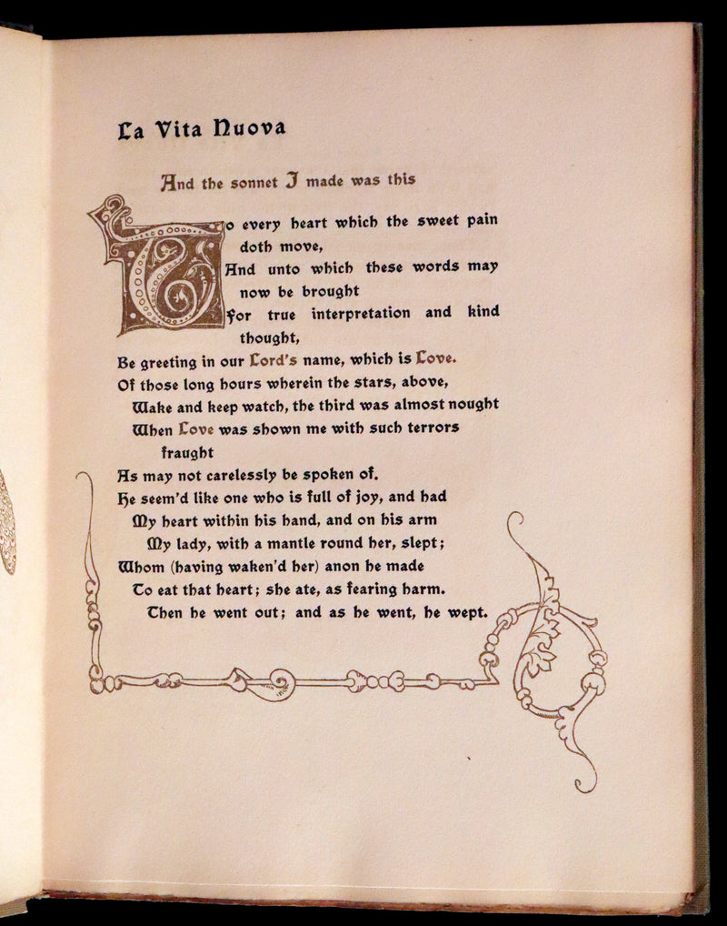 1916 Scarce Book - LA VITA NUOVA - The NEW LIFE by DANTE ALIGHIERI Translated by Dante Gabriel Rossetti Illustrated by Evelyn Paul.