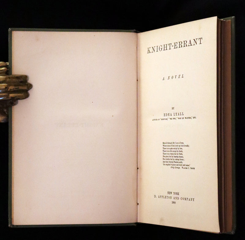 1888 Scarce First US Edition - The Knight Errant by Edna Lyall. A Victorian Romance.