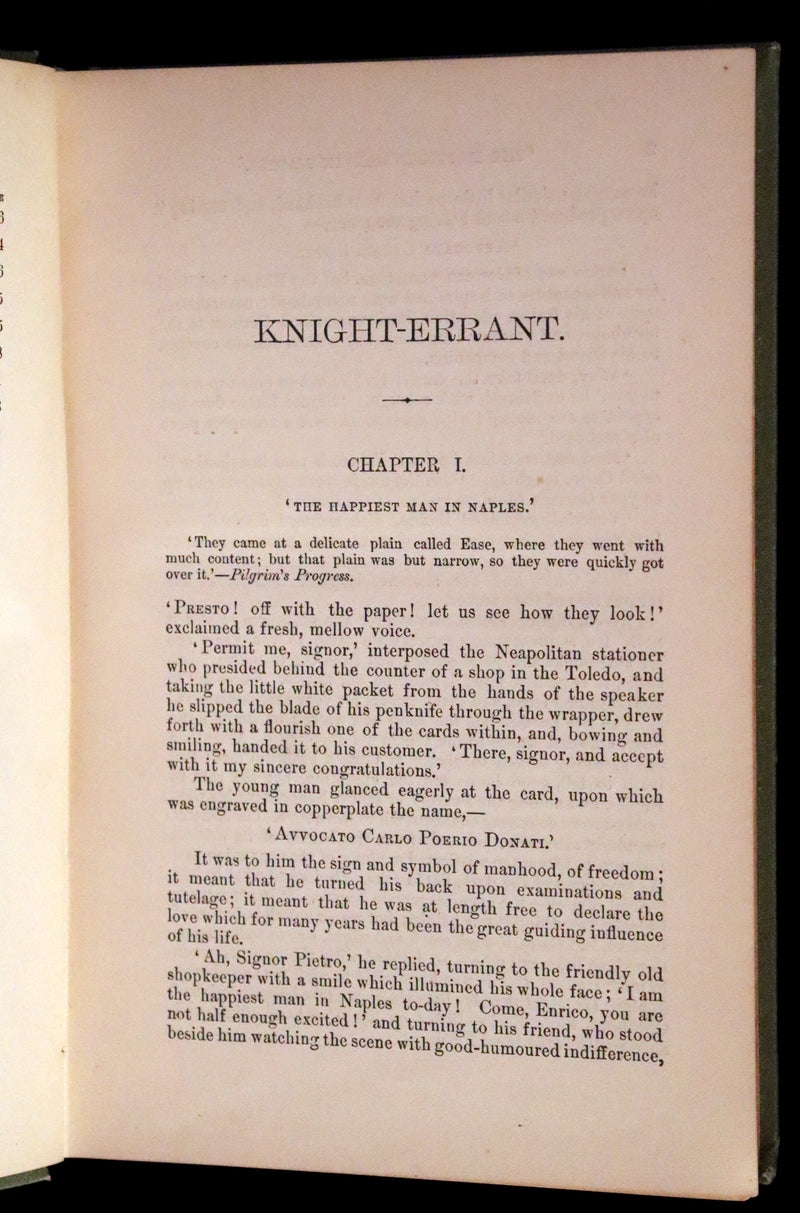 1888 Scarce First US Edition - The Knight Errant by Edna Lyall. A Victorian Romance.
