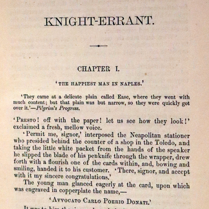 1888 Scarce First US Edition - The Knight Errant by Edna Lyall. A Victorian Romance.