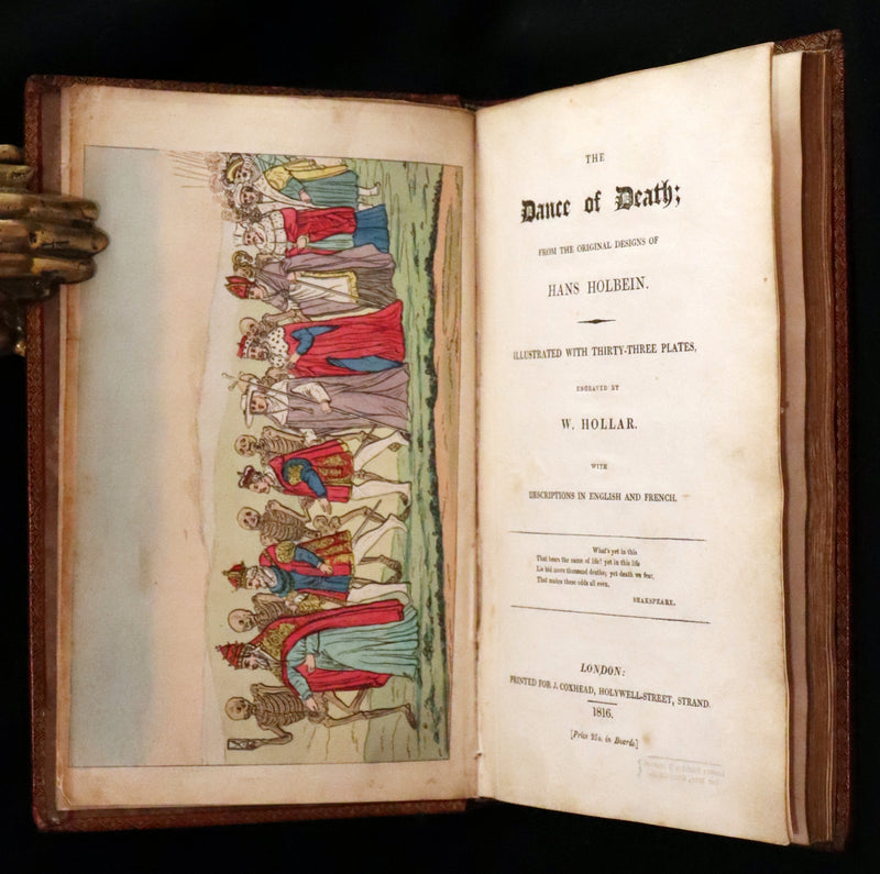 1816 Scarce Book -The Dance of Death, Danse Macabre by Hans Holbein, Color illustrated.