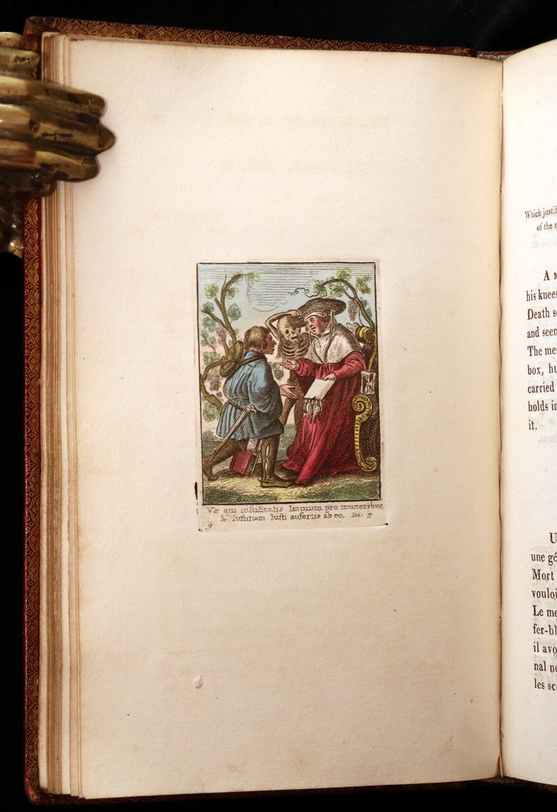 1816 Scarce Book -The Dance of Death, Danse Macabre by Hans Holbein, Color illustrated.