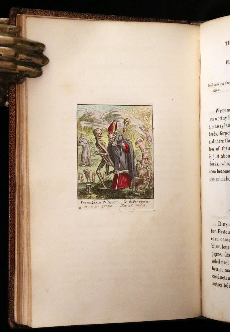 1816 Scarce Book -The Dance of Death, Danse Macabre by Hans Holbein, Color illustrated.