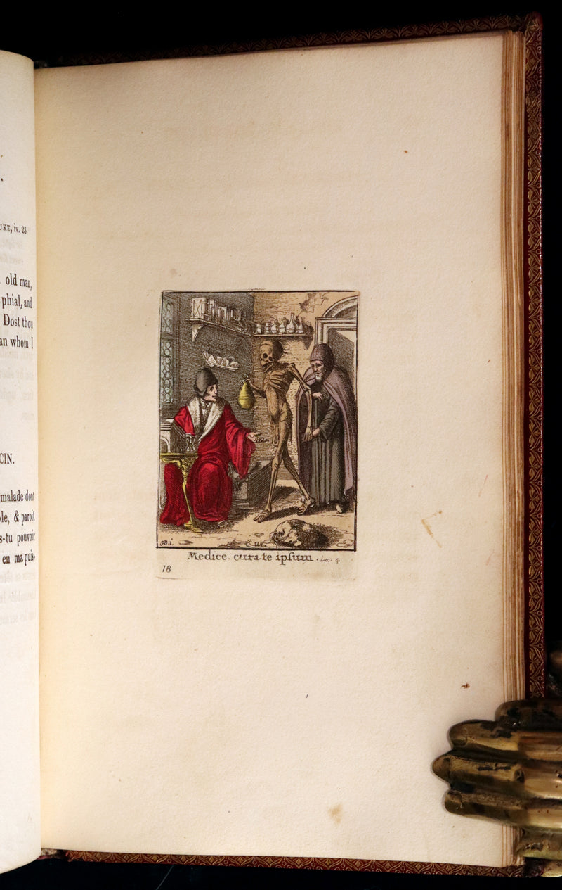1816 Scarce Book -The Dance of Death, Danse Macabre by Hans Holbein, Color illustrated.