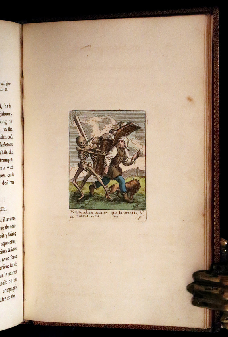 1816 Scarce Book -The Dance of Death, Danse Macabre by Hans Holbein, Color illustrated.