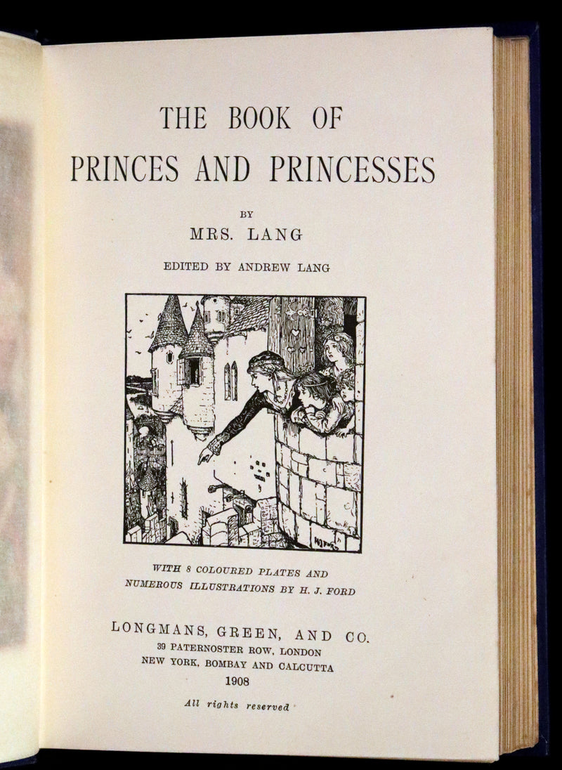 1908 Rare First Edition - THE BOOK OF PRINCES & PRINCESSES by Mrs. Lang & Andrew Lang.