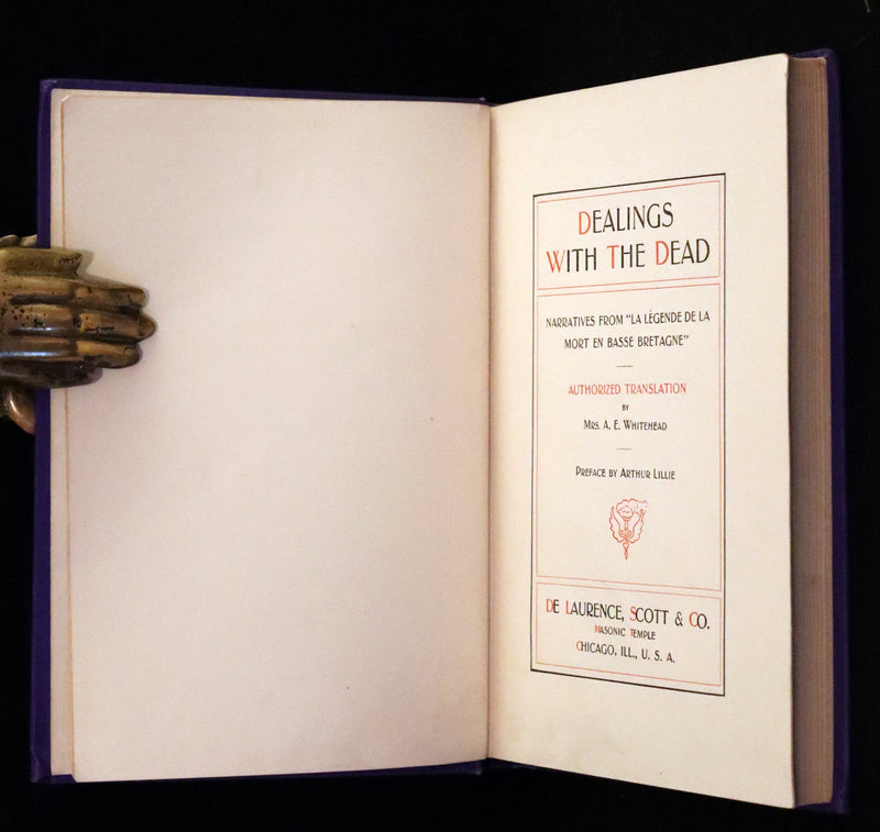1900 Scarce First US Edition - DEALINGS WITH THE DEAD, Narratives From "La Légende de la Mort en Basse Bretagne"