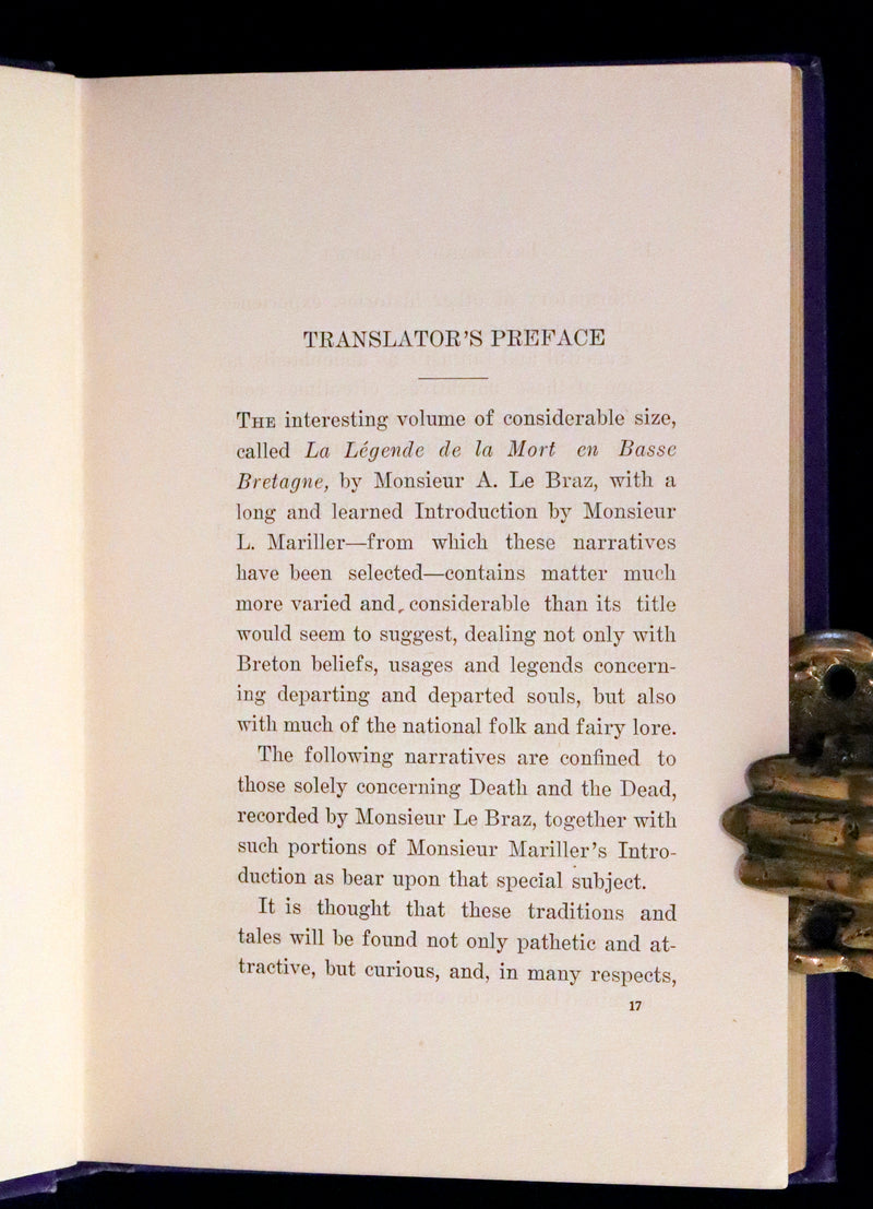1900 Scarce First US Edition - DEALINGS WITH THE DEAD, Narratives From "La Légende de la Mort en Basse Bretagne"
