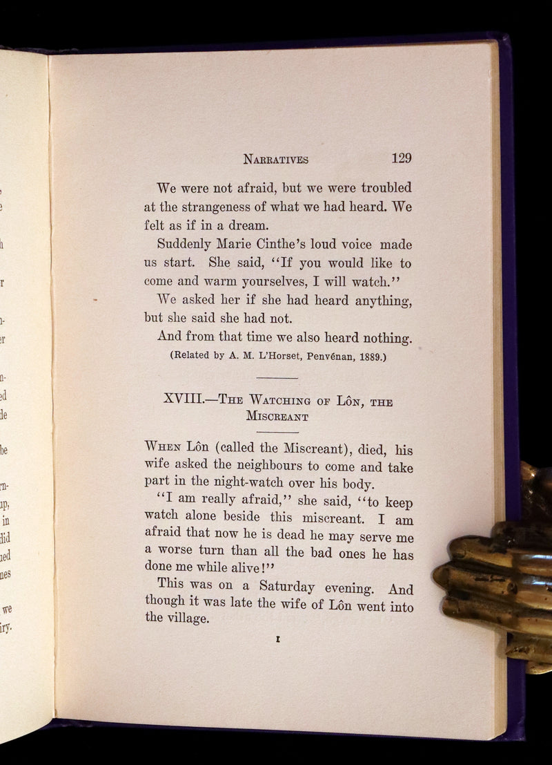 1900 Scarce First US Edition - DEALINGS WITH THE DEAD, Narratives From "La Légende de la Mort en Basse Bretagne"