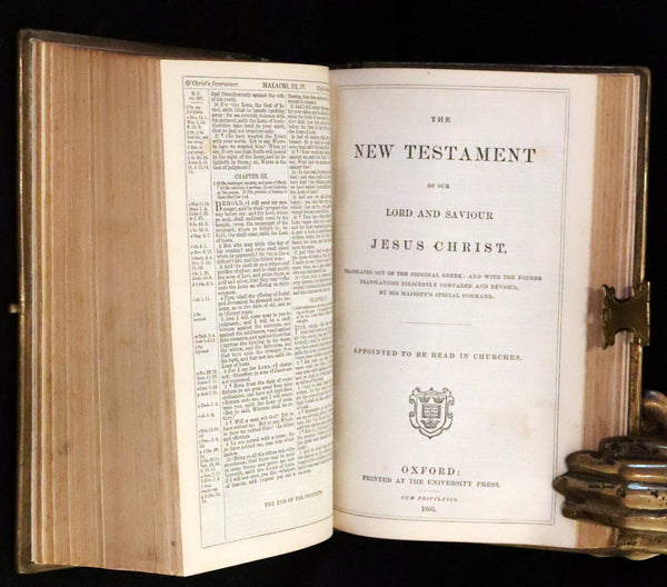 1866 Rare Book bound by Watkins - HOLY BIBLE,  OLD AND NEW TESTAMENTS. Clasp.