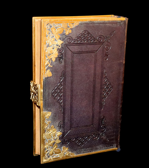 1850 Rare Book bound by Bagster - POLYGLOT BIBLE,  OLD AND NEW TESTAMENTS. Clasp.