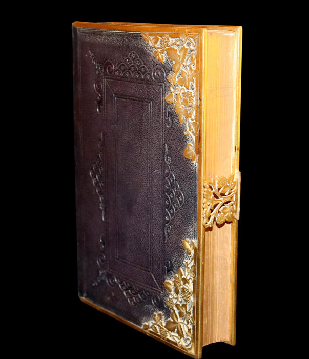 1850 Rare Book bound by Bagster - POLYGLOT BIBLE,  OLD AND NEW TESTAMENTS. Clasp.