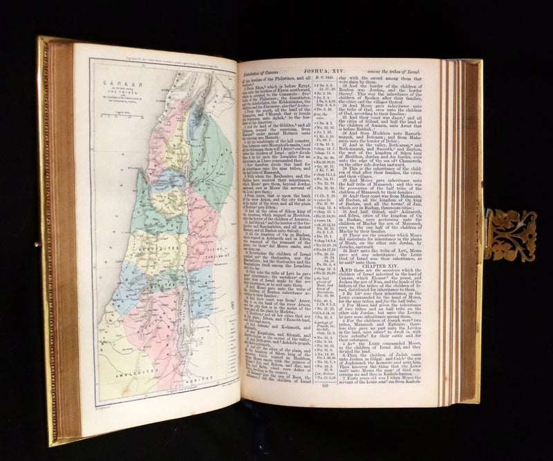 1850 Rare Book bound by Bagster - POLYGLOT BIBLE,  OLD AND NEW TESTAMENTS. Clasp.