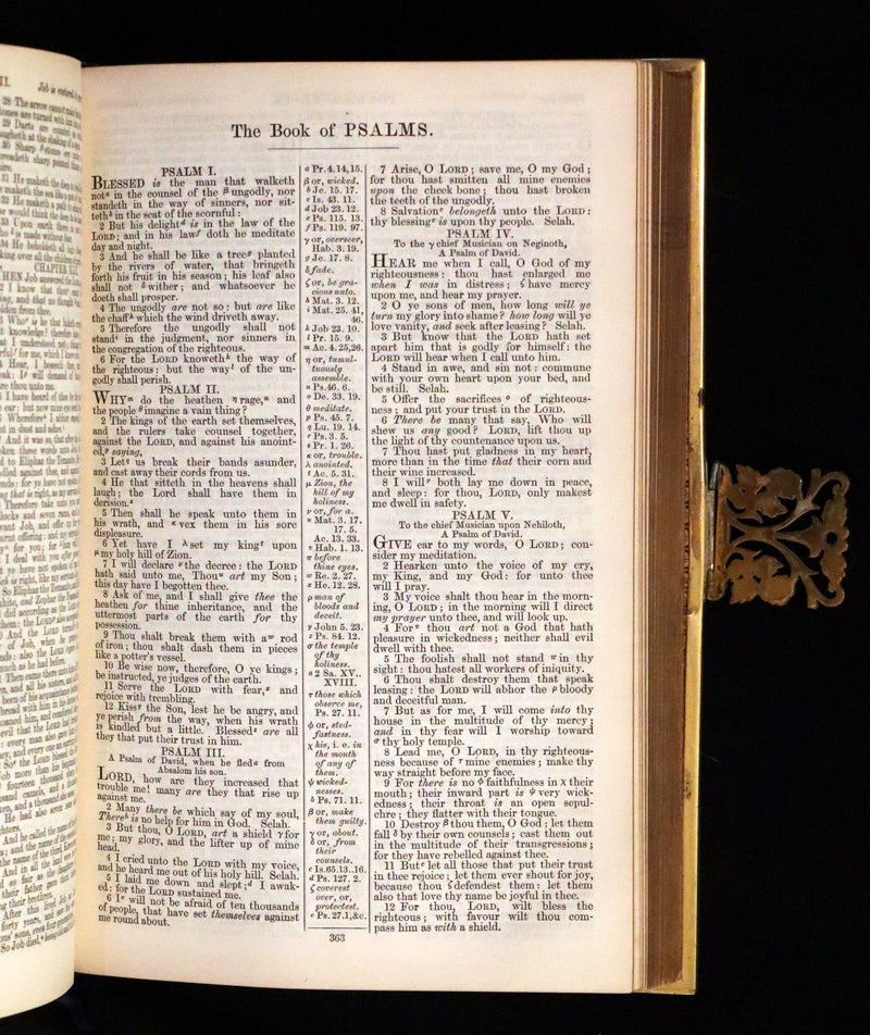 1850 Rare Book bound by Bagster - POLYGLOT BIBLE,  OLD AND NEW TESTAMENTS. Clasp.