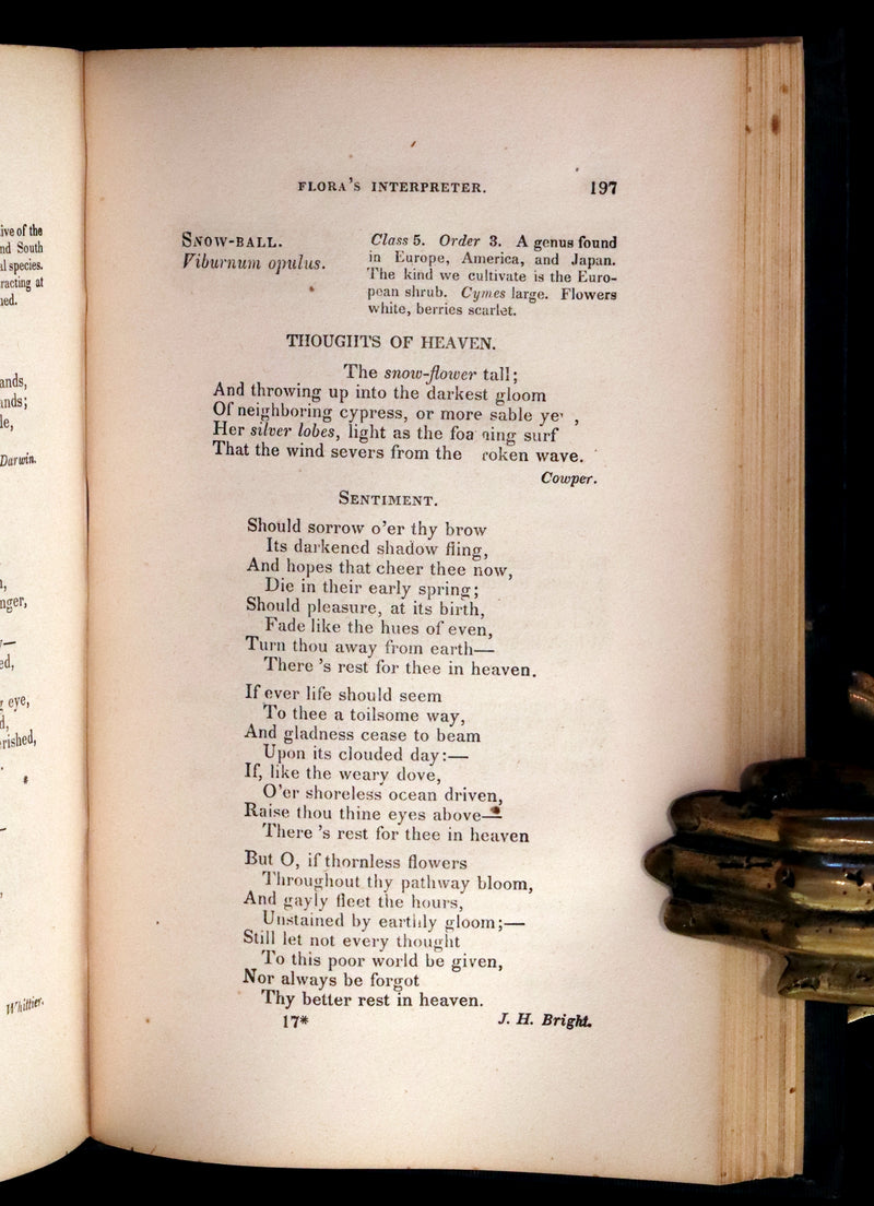 1848 Rare Floriography Book ~ Flora's Interpreter and Fortuna Flora by Sarah Josepha Hale.