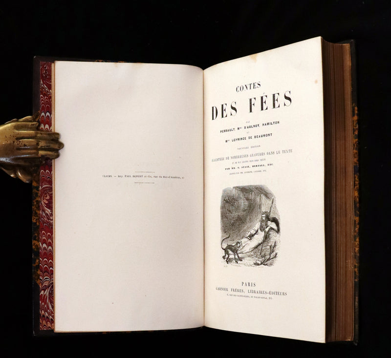 1870 Scarce French Book - Contes des Fees, Fairy Tales by Perrault, Mme d'Aulnoy, Hamilton, Mme Leprince de Beaumont.