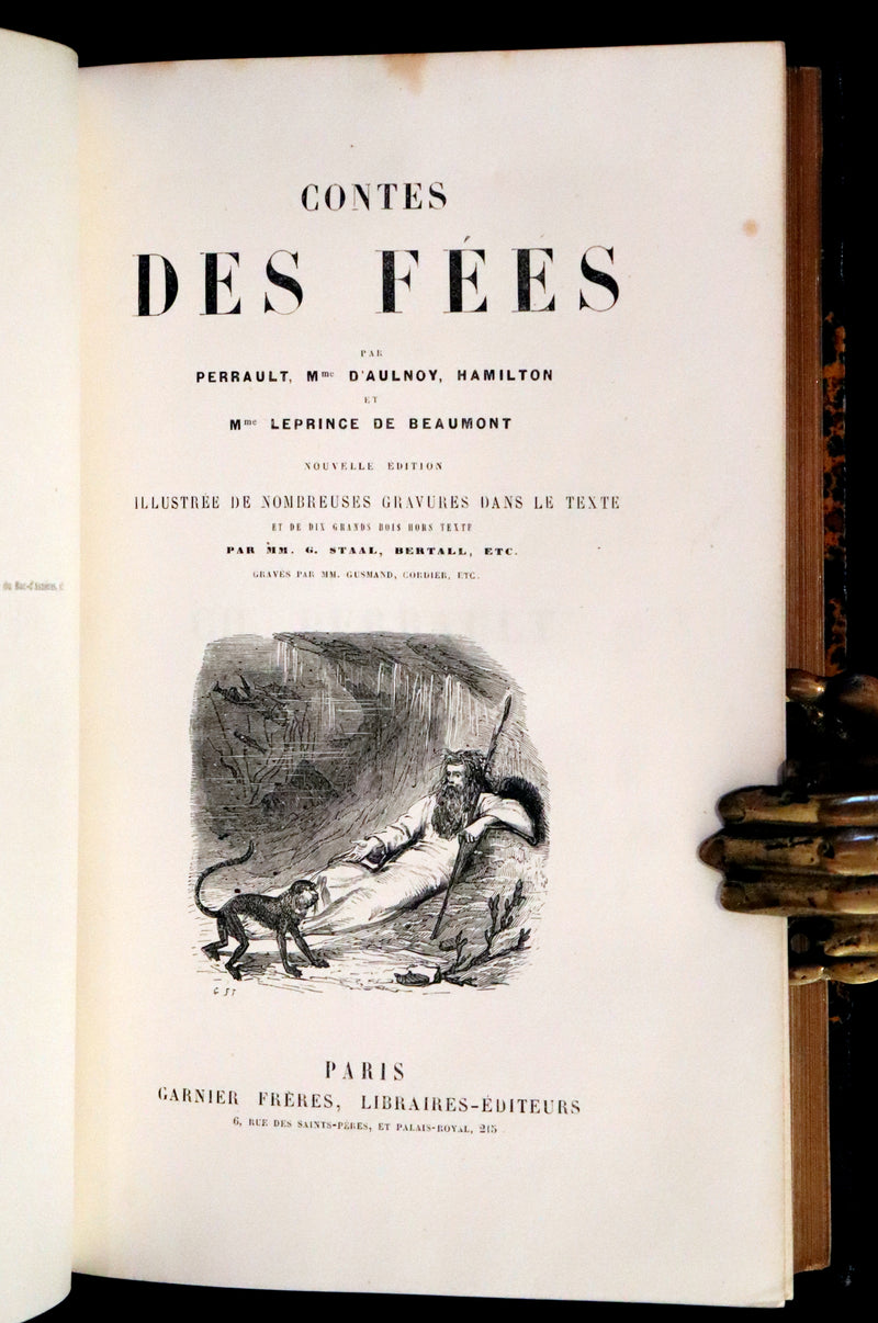 1870 Scarce French Book - Contes des Fees, Fairy Tales by Perrault, Mme d'Aulnoy, Hamilton, Mme Leprince de Beaumont.