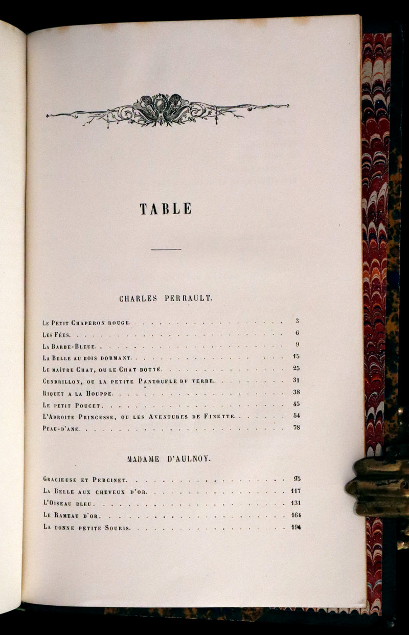 1870 Scarce French Book - Contes des Fees, Fairy Tales by Perrault, Mme d'Aulnoy, Hamilton, Mme Leprince de Beaumont.
