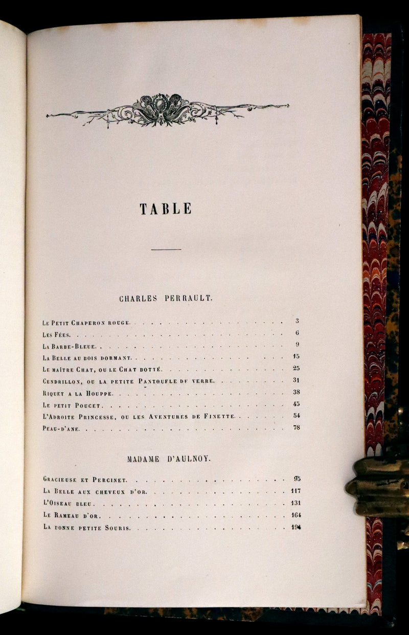 1870 Scarce French Book - Fairy Tales, Contes des Fees by Perrault, Mme d'Aulnoy, and others.