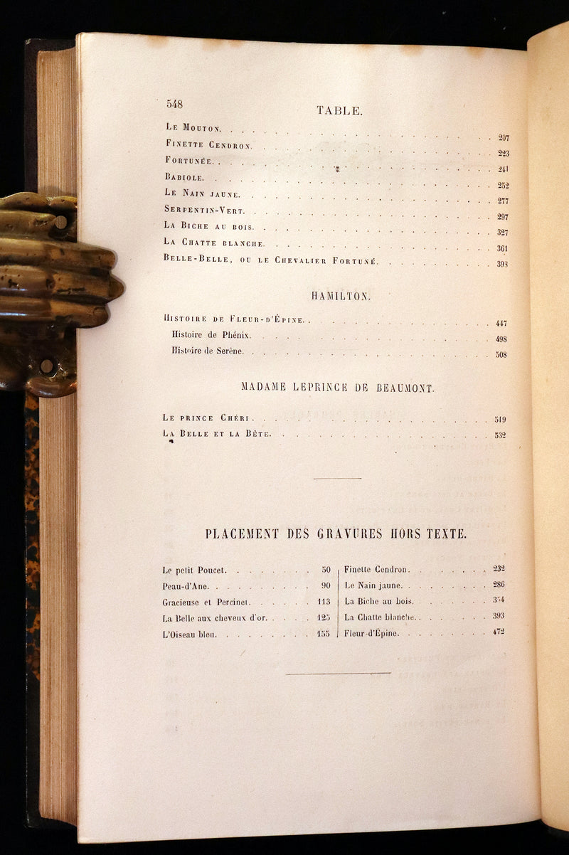 1870 Scarce French Book - Contes des Fees, Fairy Tales by Perrault, Mme d'Aulnoy, Hamilton, Mme Leprince de Beaumont.