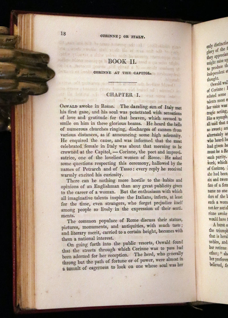 1833 Rare One volume First Edition - Corinne or Italy by Mme de Stael. Romanticism.