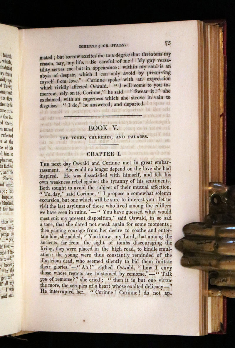 1833 Rare One volume First Edition - Corinne or Italy by Mme de Stael. Romanticism.