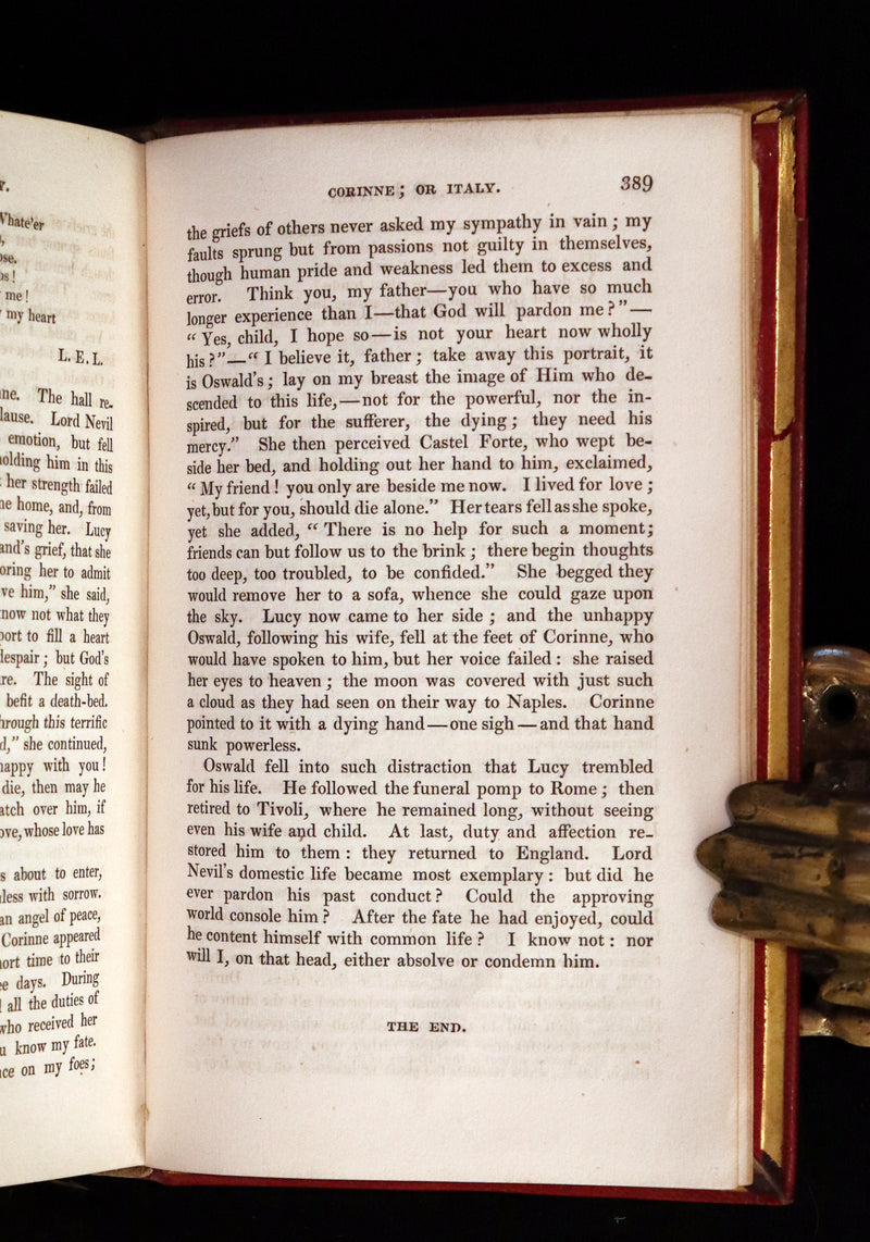 1833 Rare One volume First Edition - Corinne or Italy by Mme de Stael. Romanticism.