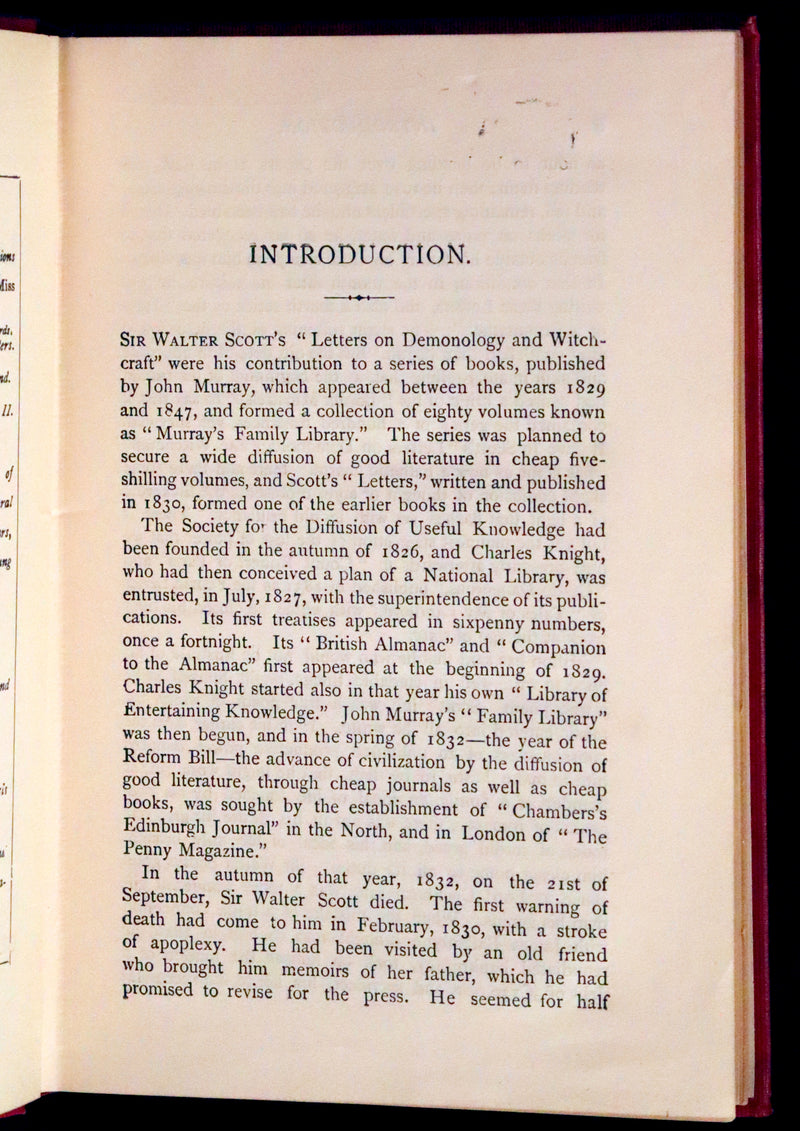 1898 Rare Edition - Letters on Demonology and Witchcraft - WITCHES & FAIRIES. Sir Walter Scott.
