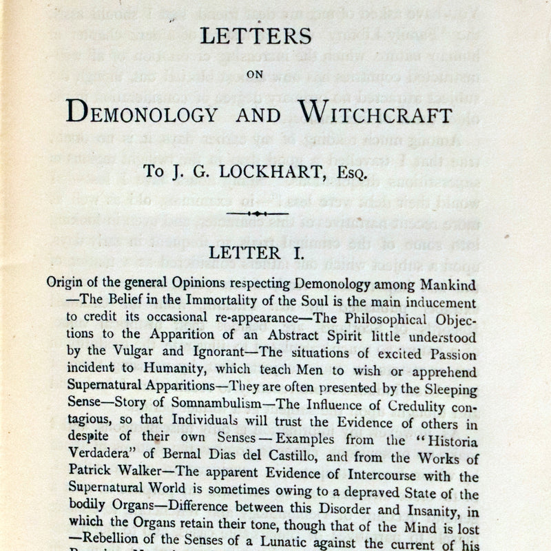 1898 Rare Edition - Letters on Demonology and Witchcraft - WITCHES & FAIRIES. Sir Walter Scott.
