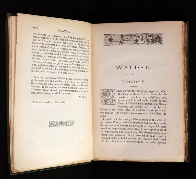 1886 Rare Victorian Book - WALDEN by Henry David THOREAU With an Introductory Note by Will H. Dircks.